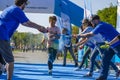 Boy sprayed with powder at Color Run Bucharest Royalty Free Stock Photo